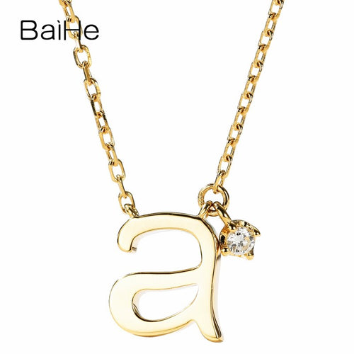 BAIHE Solid 18K Yellow Gold 0.02ct Certified H/SI 100% Genuine Natural Diamond Wedding Women Trendy Fine Jewelry Gift Necklaces