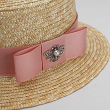 Cargar imagen en el visor de la galería, Luxury Brand Women And Children Straw Sun Hats Fashion Bee Sun Summer Hat For Girls Lady Handmade Flat Panama Beach Hat Party