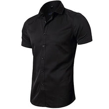 Cargar imagen en el visor de la galería, Men&#39;s Elastic Bamboo Fiber Dress Shirts 2018 Summer New Short Sleeve Shirt Men Casual Brand Business Work Shirt Camisa Masculina