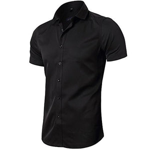Men's Elastic Bamboo Fiber Dress Shirts 2018 Summer New Short Sleeve Shirt Men Casual Brand Business Work Shirt Camisa Masculina