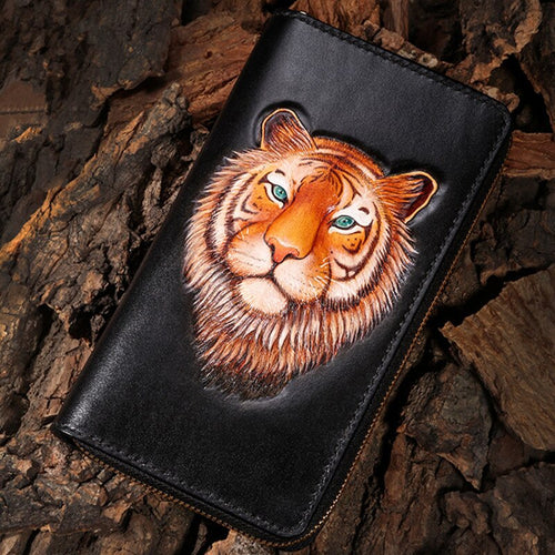 Cartera billetero de hombre exclusivo hecho a mano coleccion Tigre en piel autentica.