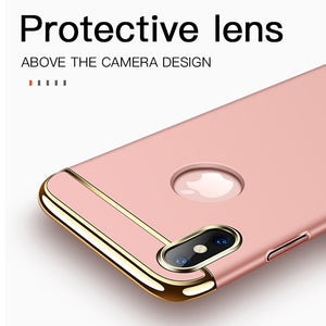Luxury Gold Hard Case for iPhone 11 Pro 5 5s SE X Back Cover Xs Max XR Removable 3 in 1 Fundas Case for iPhone 8 7 6 6s Plus Bag