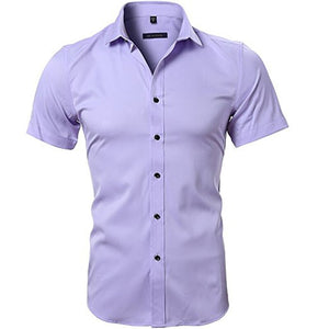 Men's Elastic Bamboo Fiber Dress Shirts 2018 Summer New Short Sleeve Shirt Men Casual Brand Business Work Shirt Camisa Masculina