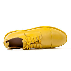 genuine leather big size 33-43 brand design red yellow lace up 2019 flat shoes woman leisure casual shoes woman oxfords flats