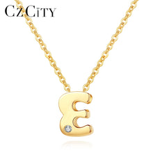 Cargar imagen en el visor de la galería, CZCITY Genuine 14K Gold Petite CZ Initial Letter Pendant Necklaces for Women Unique A-Z Letter Necklace Jewelry Gifts