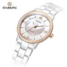 Cargar imagen en el visor de la galería, STARKING Brand Luxury Women Watches White Ceramic Diamond Ladies Watch Gift Sapphire Quartz Wristwatch Relogios Femininos Clock