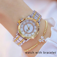 Cargar imagen en el visor de la galería, Elegante reloj femenino con diamantes artificiales. Acero inoxidable. 32mm 