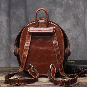 Original first layer leather women backpack shoulder bag female fashion Buckle beetle bag retro ladies small travel backpacks