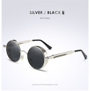 Gafas sol polarizada redonda grande diseño de hombre UV400, montura metal.