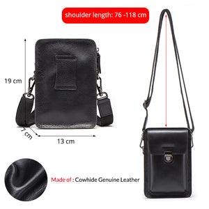 Contact's Genuine Leather Waist Packs Men Phone Bags with Passport Holder Messenger Shoulder Bag for Man Travel Belt Bag Small