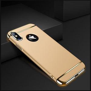 Lujosa funda 3 en 1 de Oro para iPhone 11 Pro 5 5s SE X 8 7 6 6s Plus