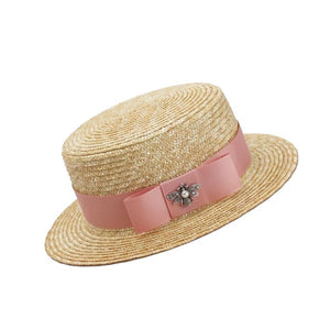 Luxury Brand Women And Children Straw Sun Hats Fashion Bee Sun Summer Hat For Girls Lady Handmade Flat Panama Beach Hat Party