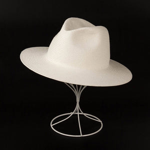 2019 New Unisex White Wide Brim Beach Hats Men Ladies Fedora Derby Church Dress Hat  Fine Braid Sun Cap Summer Straw Hat Base