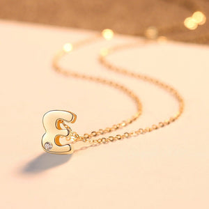 CZCITY Genuine 14K Gold Petite CZ Initial Letter Pendant Necklaces for Women Unique A-Z Letter Necklace Jewelry Gifts
