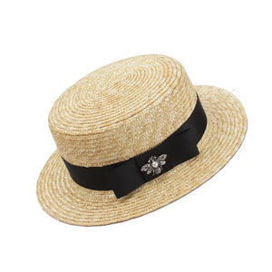 Luxury Brand Women And Children Straw Sun Hats Fashion Bee Sun Summer Hat For Girls Lady Handmade Flat Panama Beach Hat Party