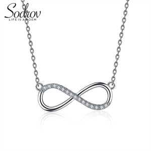 Sodrov Necklace Jewelry Pendant 925 Silver For Women Link Chain Zircon Fine Party Lucky 8 Chian