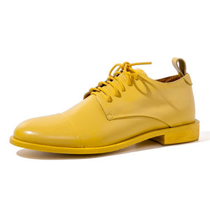 Zapatos hombre amarillos y rojos piel oveja 33-43 oxfords con cordones