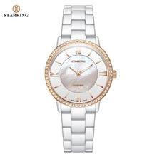 Cargar imagen en el visor de la galería, STARKING Brand Luxury Women Watches White Ceramic Diamond Ladies Watch Gift Sapphire Quartz Wristwatch Relogios Femininos Clock