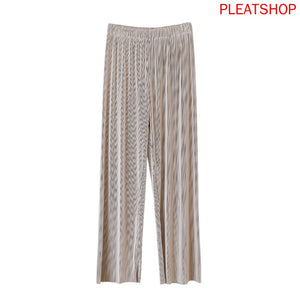 High Waist Wide Leg Pants Women's Loose Drape Triple MIYAKE Pleated Straight Mop Long Pants Spring and Summer