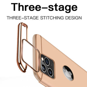 Luxury Gold Hard Case for iPhone 8 7 6 6s Plus 5 5s SE Back Cover Xs Max XR Removable 3 in 1 Fundas Case for iPhone 11 Pro Max