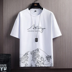 2021 New Men's T-shirt + Sports Shorts Set Summer Breathable Casual T-shirt Running Set Fashion Harajuku Printed Male Sport Suit