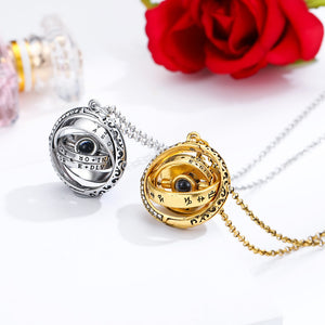 Openable Astronomical Ball Projection Necklace 100 Language I Love You Pendant Necklace for Women Men Choker Jewelry Gift