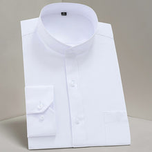 Cargar imagen en el visor de la galería, Long Sleeve Shirt Mens Shirts for Men Stand-up Collar Button Shirt Business Party Forma Non-ironing Chinese Style Solid Neck