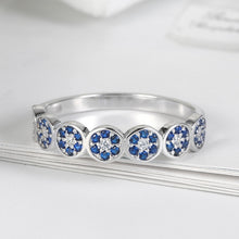 Cargar imagen en el visor de la galería, Eyelet Designer Rings Women High Quality 925 Sterling Silver Size 10 Female Ring Blue Stones And Crystals Wedding Fine Jewelry