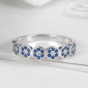 Eyelet Designer Rings Women High Quality 925 Sterling Silver Size 10 Female Ring Blue Stones And Crystals Wedding Fine Jewelry