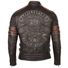 Cargar imagen en el visor de la galería, Black Embroidery Skull Motorcycle Leather Jackets 100% Natural Cowhide Moto Jacket Biker Leather Coat Winter Warm Clothing M219