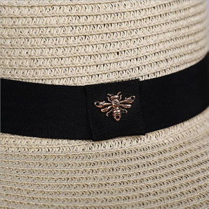 Sun Hats Small Bee Straw Hat European and American Retro Gold Braided Hat Female Loose Sunscreen Sunshade Flat Cap Visors Hats