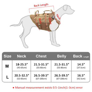 Durable Nylon Dog Harness Tactical Military K9 Working Dog Vest No Pull Pet Training Harnesses Vest for Medium Large Dogs M L