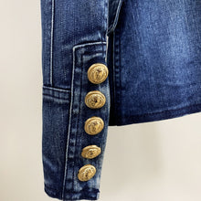 Cargar imagen en el visor de la galería, HIGH STREET New Fashion 2020 Designer Blazer Jacket Women&#39;s Metal Lion Buttons Double Breasted Denim Blazer Outer Coat