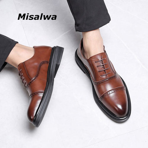 Misalwa Triple Joint Men Casual Dress Shoes Male Oxfords Office Shoes Men Wedding Party Leather Shoes Fashion British Style 2019