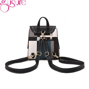 Gusure Mini Backpack Women Fashion PU Leather Shoulder Bag For Teenage Girls Multi-Function Small Backpacks Female Phone Pocke