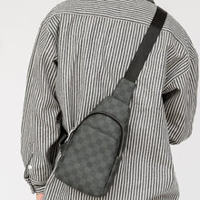 Cargar imagen en el visor de la galería, New Check pattern fashion trendy men chest bag male breast bag vegan leather Multi-functional one-shoulder bag
