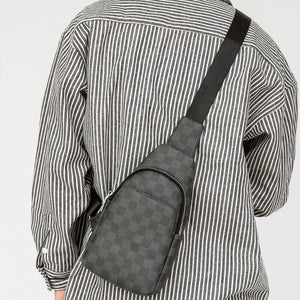 New Check pattern fashion trendy men chest bag male breast bag vegan leather Multi-functional one-shoulder bag