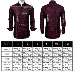 Barry.Wang White Sliver Floral Silk Shirts Men Autumn Long Sleeve Casual  Flower Shirts For Men Designer Fit Dress Shirts BCY-02