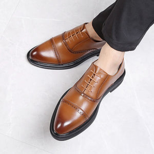 Misalwa Triple Joint Men Casual Dress Shoes Male Oxfords Office Shoes Men Wedding Party Leather Shoes Fashion British Style 2019
