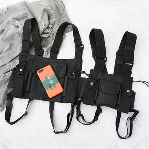 Functional Tactical Chest Bag For Men Fashion Bullet Hip Hop Vest Streetwear Bag Waist Pack Women Black Chest Rig Bag