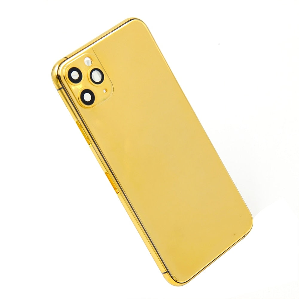 24KT Gold Plated Housing for iPhone 11/11 Pro/11 Pro Max Replacement Cover for Apple iPhone Back Battery Cover Customized Design