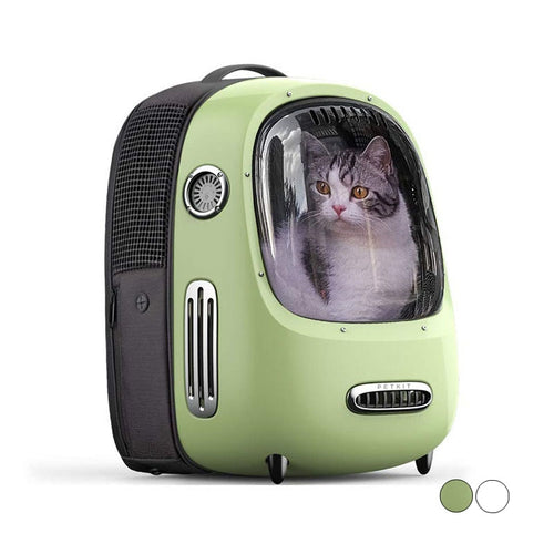 Mochila transportadora con luz y ventilador para gatos y perros pequeños. Llamativo