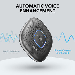 Anker PowerConf Bluetooth Speakerphone conference speaker with 6 Microphones, Enhanced Voice Pickup, 24H Call Time
