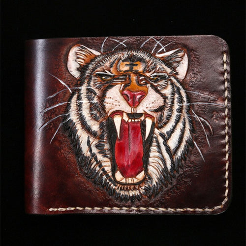 Billetera de piel autentica labrada a mano. Lujosa coleccion Tigre.