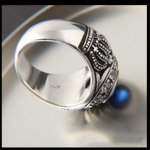 New S925 sterling silver ring exquisite crown ring inlay zircon jewelry exaggerated personality silver ring for men and women