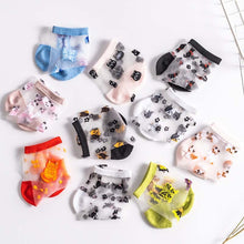 Cargar imagen en el visor de la galería, 2020 Spring Summer Glass Silk Socks Women Cute Animal Japanese Style Socks Ultra-thin Transparent Embroidery Socks As A Gift