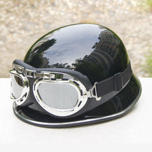 Cargar imagen en el visor de la galería, Medio casco aleman de motocicleta con gafas