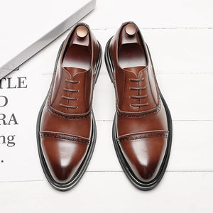 Zapatos de cuero con cordones hombre estilo britanico Oxford. 35-44.