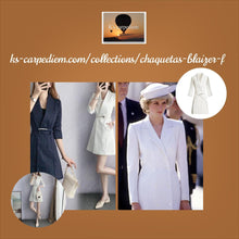 Cargar imagen en el visor de la galería, Lady Di Blazer vestido a rayas, chaqueta a la moda. XL