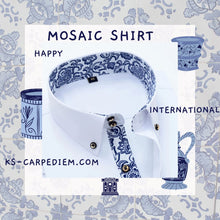 Cargar imagen en el visor de la galería, Camisa hombre con cuello mosaico, ajustada, algodón. 5XL